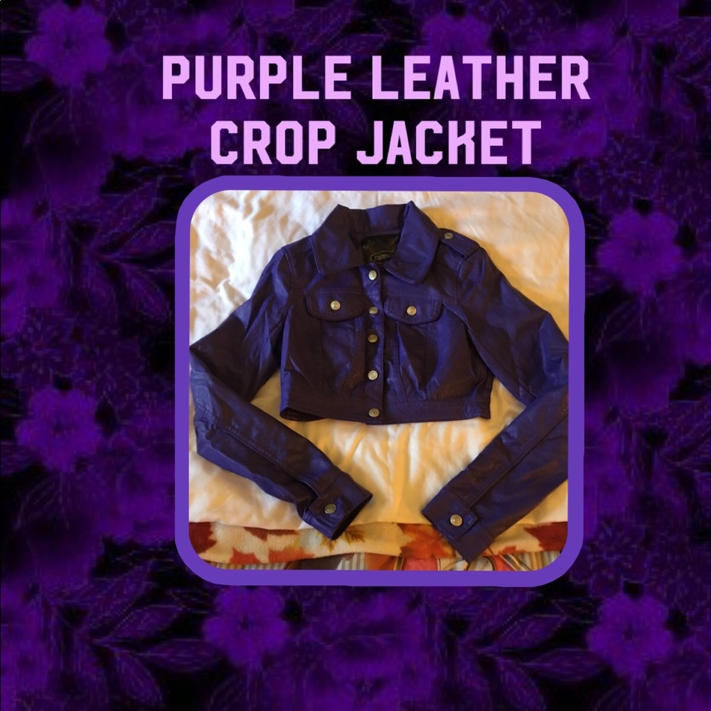 COPY - 👿Deep purple crop leather jacket👿